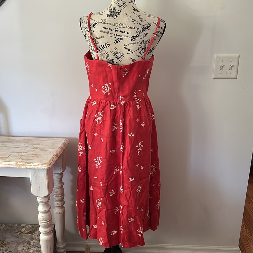 Reformation Red Floral Midi Dress - Picture 7 of 11